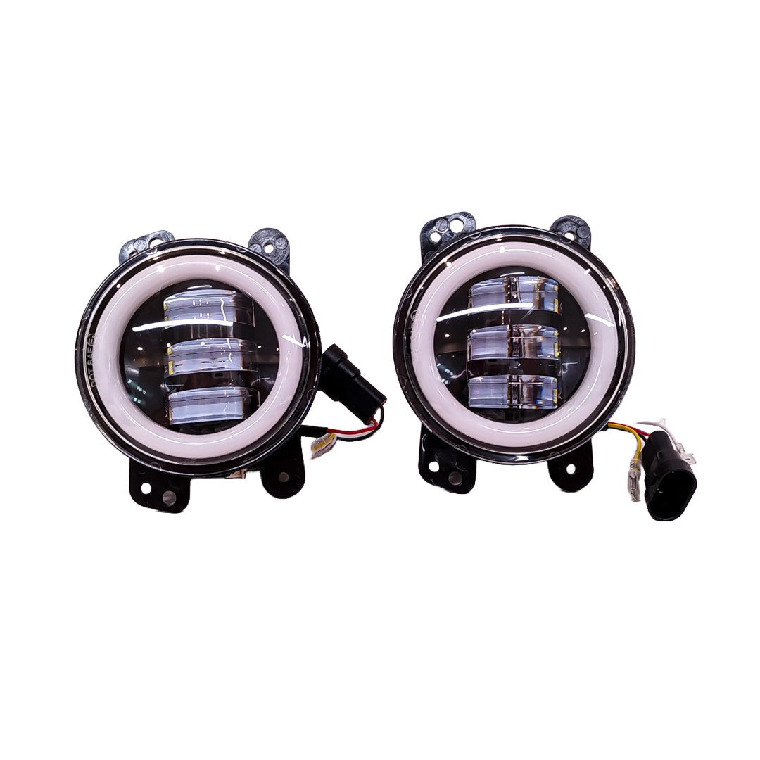 OFF ROAD FARO DE LED UNIVERSAL LUZ LED BLANCA CON OJO DE ANGEL BLANCO Y FUNCION DE GIROS Y BALIZAS AMBAR CON CABLEADO DE INSTALACION Y TECLA AUXILIAR 9V-36V 3 - LED 40 WATTS - JUEGO DE 2 UNIDADES MEDIDAS 4" - 3