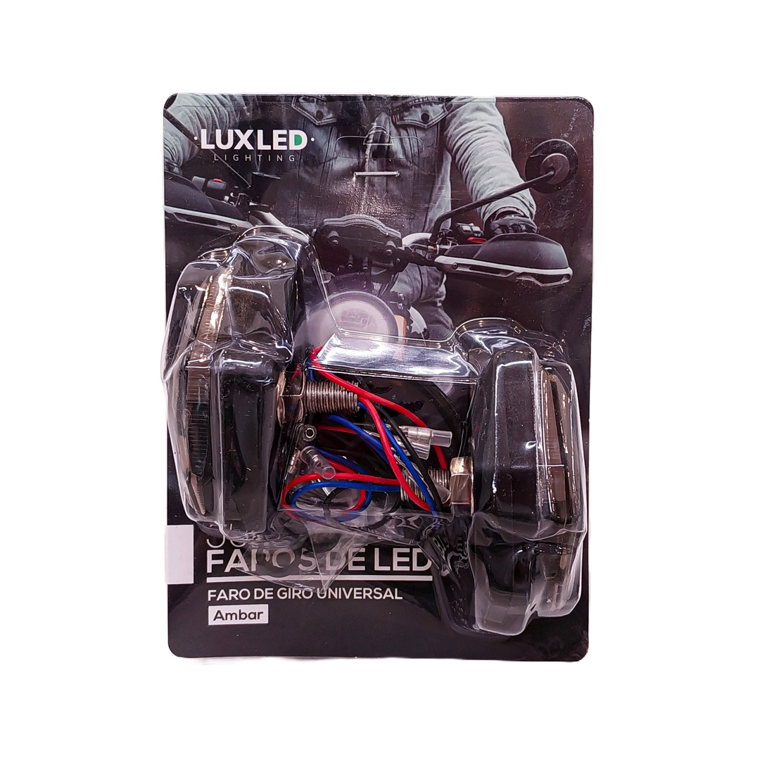 OFF ROAD FARO DE LED UNIVERSAL - LUZ DE GIRO GIRO PARA MOTO CON LUZ LED RUNNING BLANCA Y LUZ DE GIRO AMBAR 12V  - JUEGO DE 2 UNIDADES MEDIDAS 24*40*70(mm) - 2