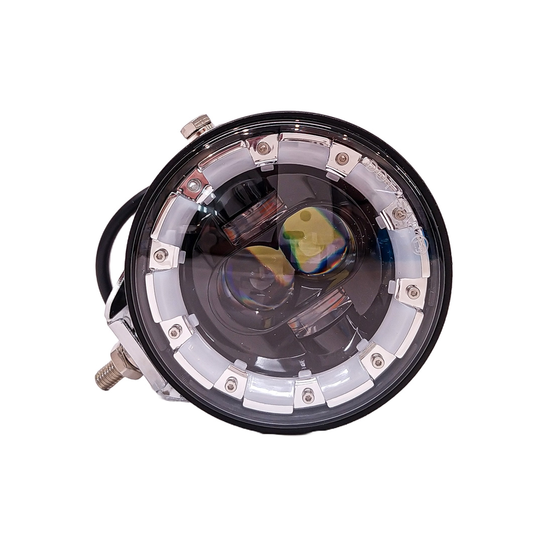 OFF ROAD FARO DE LED UNIVERSAL LUZ LED BLANCA ESTABLE CON OJO DE ANGEL DAYTIME RUNNING BLANCO Y GIROS AMBAR 9V-36V 1 LED - 40 WATTS  MEDIDAS 3.5 " - 2