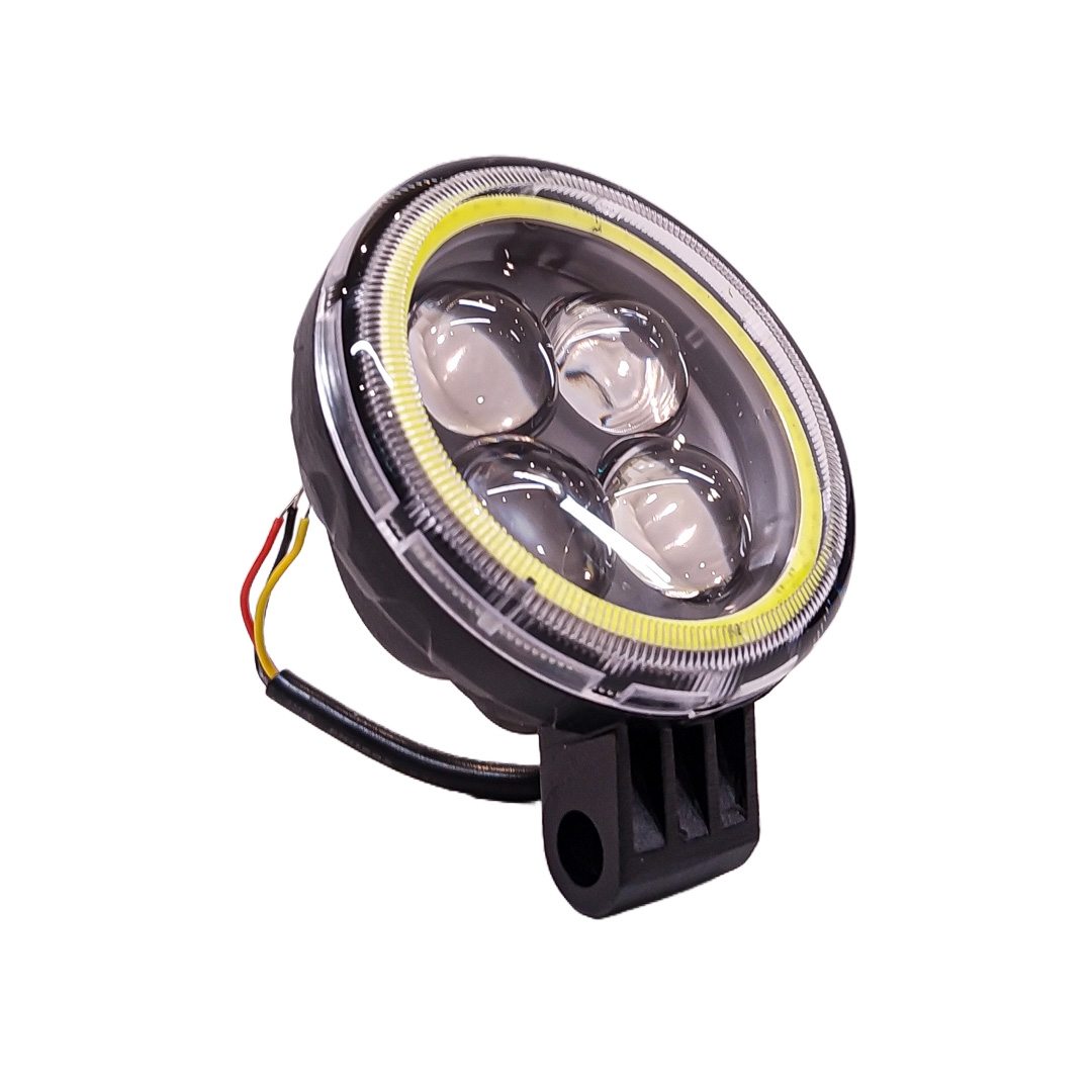 OFF ROAD FARO DE LED LUZ LED BLANCA ESTABLE CON OJO DE ANGEL ROJO CON FUNCION FLASH 9V-36V 4 LED - 12 WATTS  MEDIDAS 105*55(mm) - 3