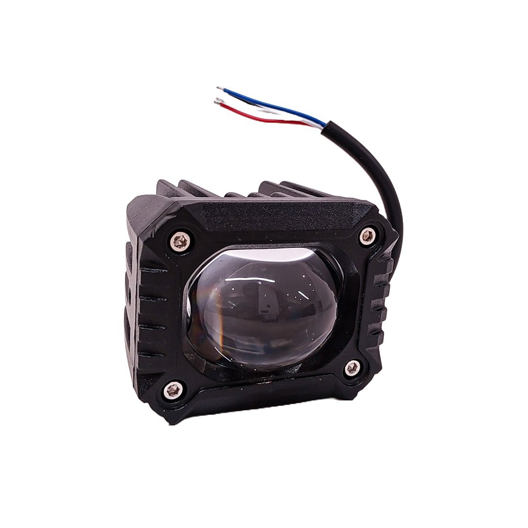 OFF ROAD FARO DE LED UNIVERSAL LUZ LED BLANCA Y AMBAR ESTABLE CON OJO DE ANGEL DAYTIME RUNNING ROJO Y ARO ROJO 9V-36V 1 LED - 40 WATTS  MEDIDAS 59*77*88 (mm) - 2