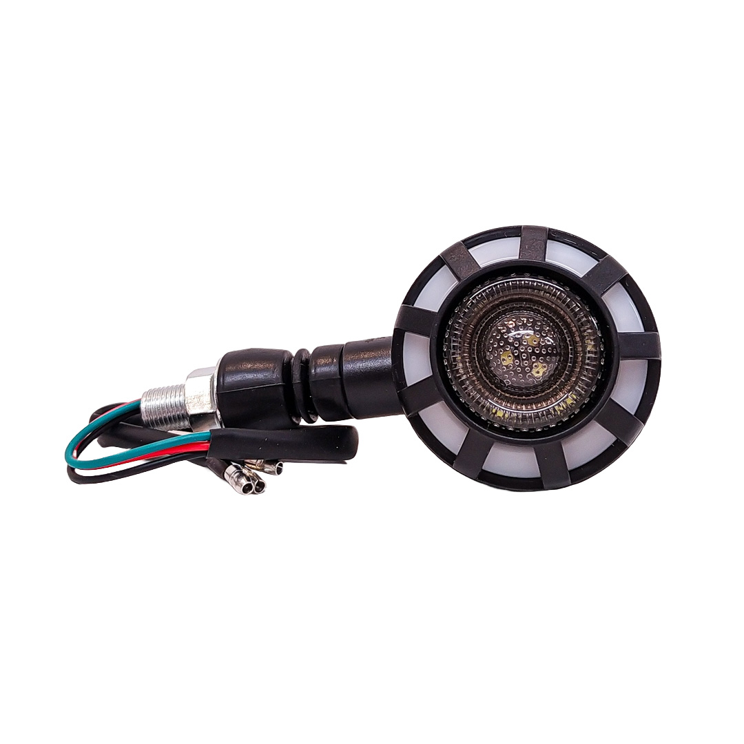 OFF ROAD FARO DE LED UNIVERSAL - LUZ DE GIRO GIRO PARA MOTO CON LUZ LED RUNNING BLANCA Y LUZ DE GIRO AMBAR 12V  - JUEGO DE 2 UNIDADES MEDIDAS 103*85 (mm) - 2