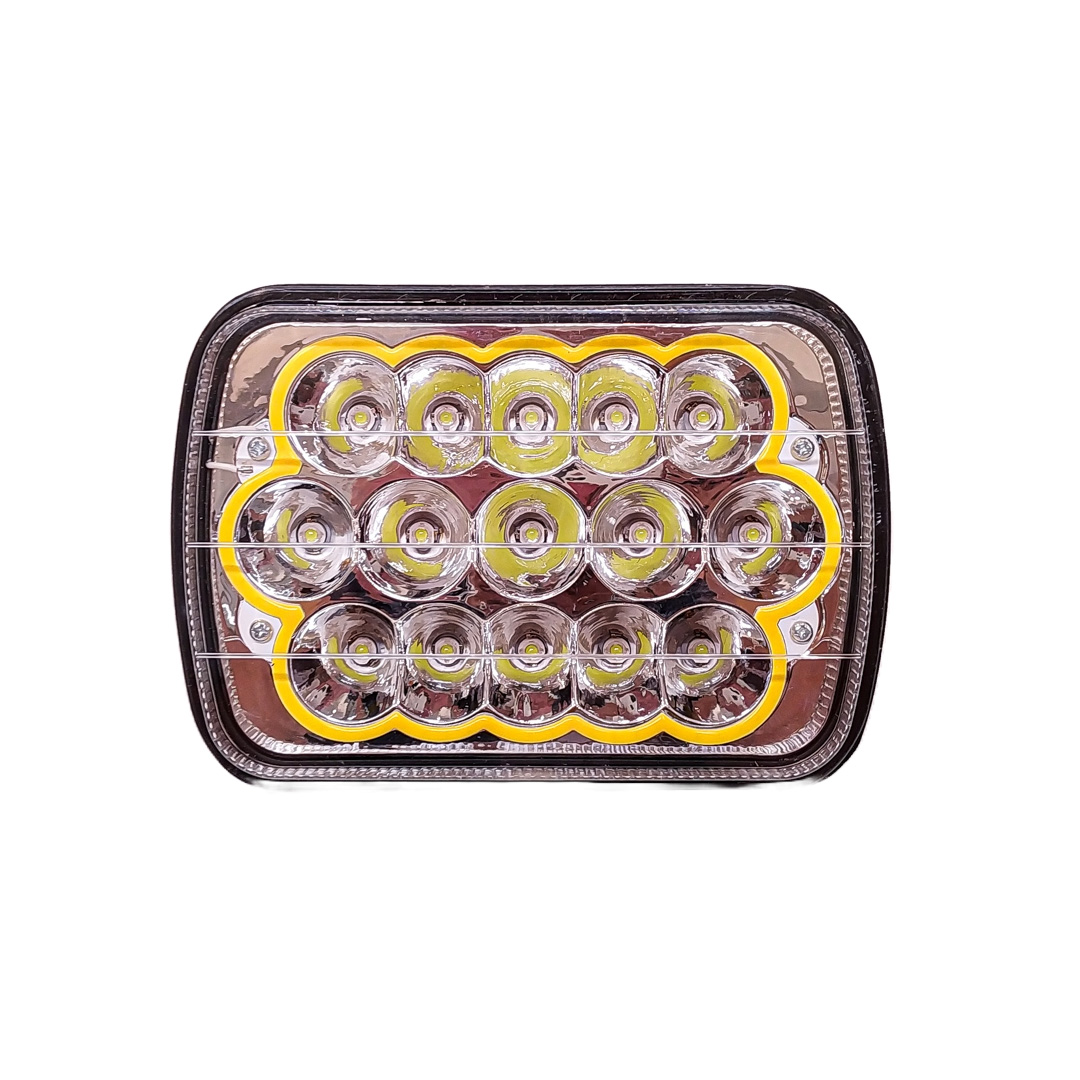 OFF ROAD FARO DE LED UNIVERSAL LUZ LED BLANCA CON FUNCION ALTA Y BAJA Y OJO DE ANGEL BLANCO 9V-36V 15 LED - 60 WATTS  MEDIDAS 7" - 3