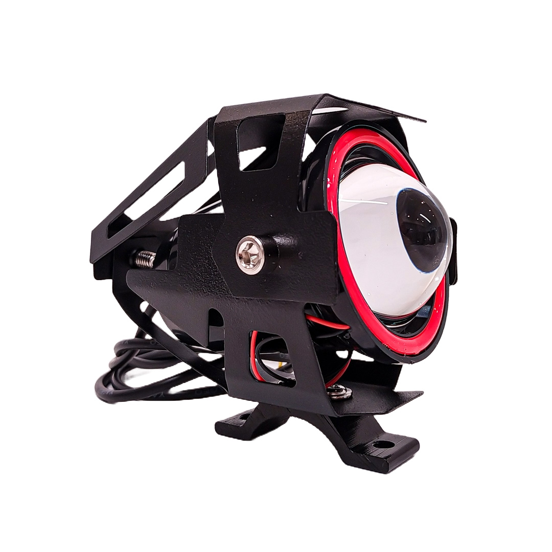 OFF ROAD FARO DE LED UNIVERSAL LUZ LED ALTA Y BAJA BLANCA CON FUNCION FLASH Y OJO DE ANGEL ROJO 9V-36V 1 LED - 18 WATTS MEDIDAS 61*30*120 (mm)