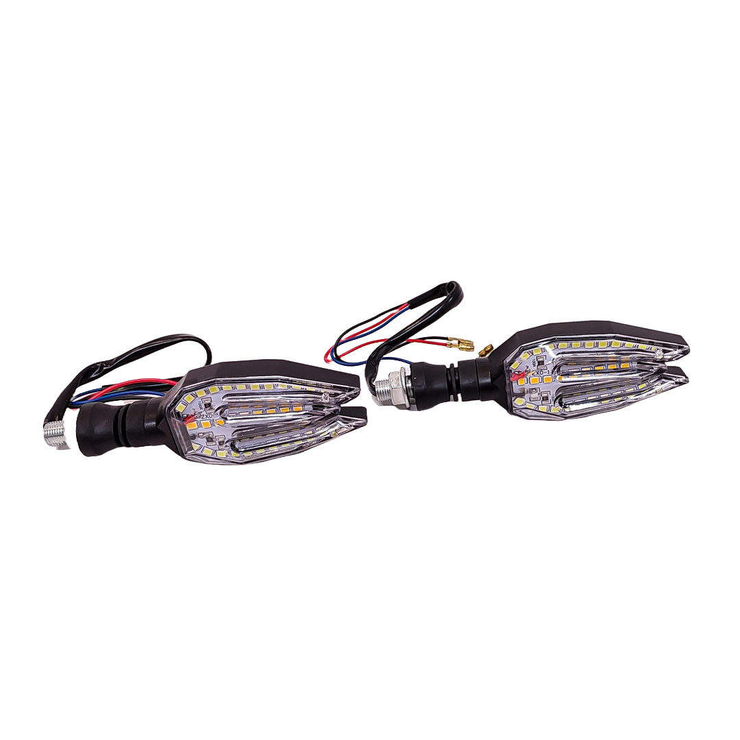 OFF ROAD FARO DE LED UNIVERSAL - LUZ DE GIRO GIRO PARA MOTO CON LUZ LED RUNNING BLANCA Y LUZ DE GIRO AMBAR 12V  - JUEGO DE 2 UNIDADES MEDIDAS 70*38*24 (mm) - 5