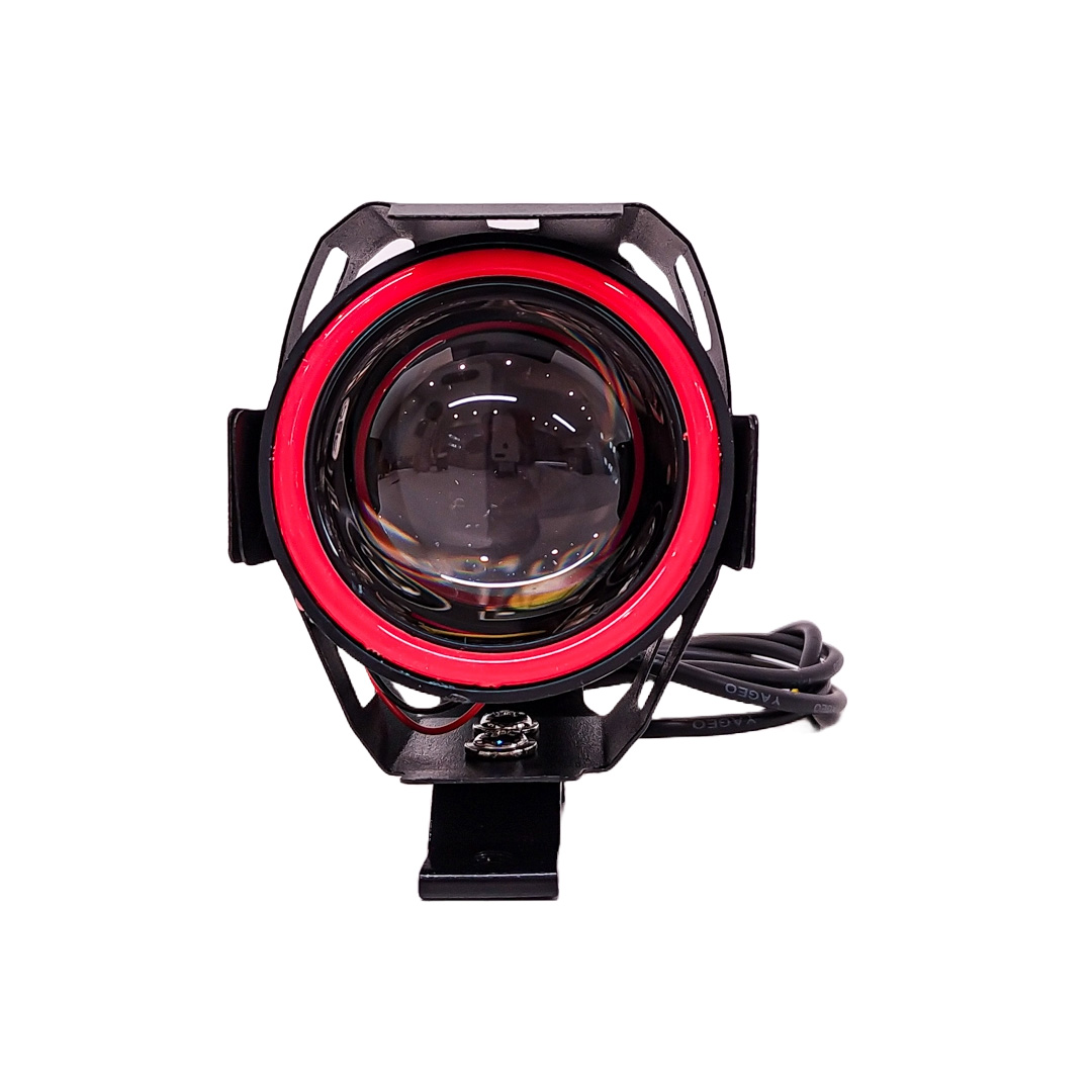 OFF ROAD FARO DE LED UNIVERSAL LUZ LED ALTA Y BAJA BLANCA CON FUNCION FLASH Y OJO DE ANGEL ROJO 9V-36V 1 LED - 18 WATTS  MEDIDAS 61*30*120 (mm) - 3