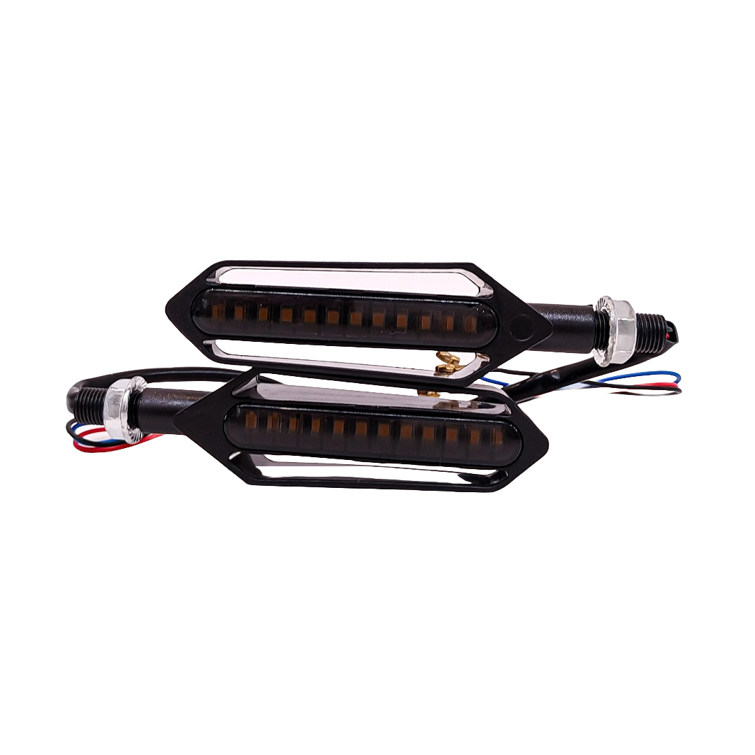 OFF ROAD FARO DE LED UNIVERSAL - LUZ DE GIRO GIRO PARA MOTO CON LUZ LED RUNNING AMBAR Y LUZ DE GIRO AMBAR 12V  - JUEGO DE 2 UNIDADES MEDIDAS 320*28*25 (mm) - 5
