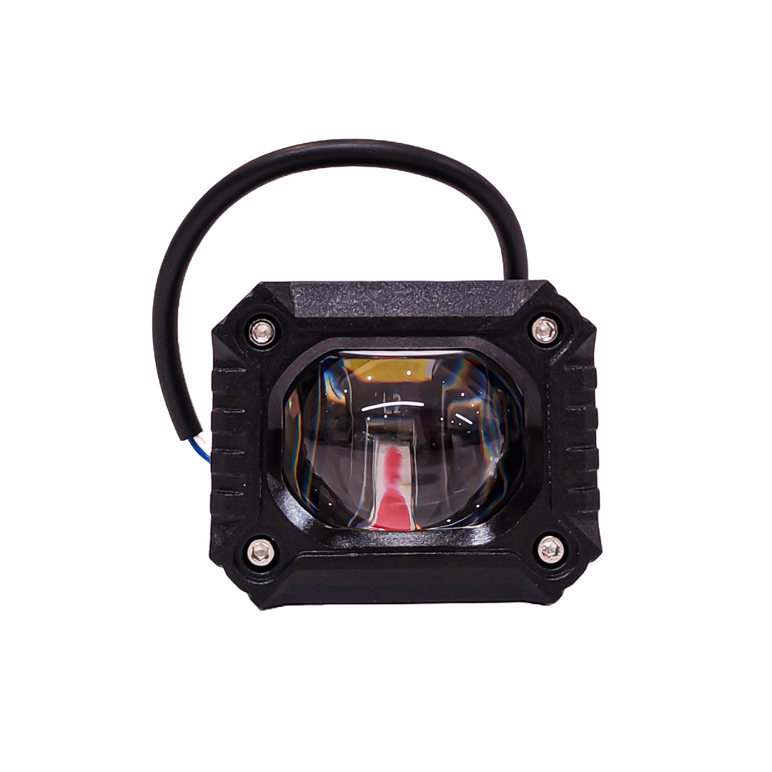OFF ROAD FARO DE LED UNIVERSAL LUZ LED BLANCA Y AMBAR ESTABLE CON OJO DE ANGEL DAYTIME RUNNING ROJO Y ARO BLANCO 9V-36V 1 LED - 40 WATTS  MEDIDAS 59*77*88 (mm) - 5