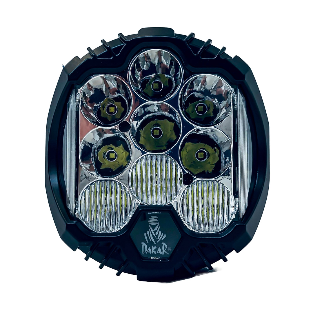 OFF ROAD FARO DE LED UNIVERSAL DAKAR FORCE 7" 15 LEDS CREE 180 WATTS LOGO ILUMINADO - DRL BLANCO Y AMBAR - 12V A 36V - 4