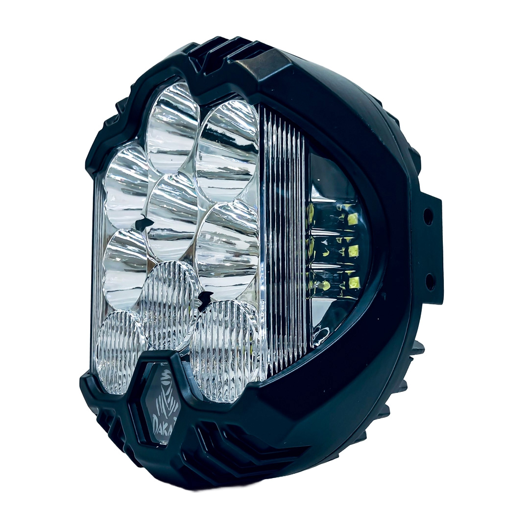 OFF ROAD FARO DE LED UNIVERSAL DAKAR FORCE 7" 15 LEDS CREE 180 WATTS LOGO ILUMINADO - DRL BLANCO Y AMBAR - 12V A 36V - 5