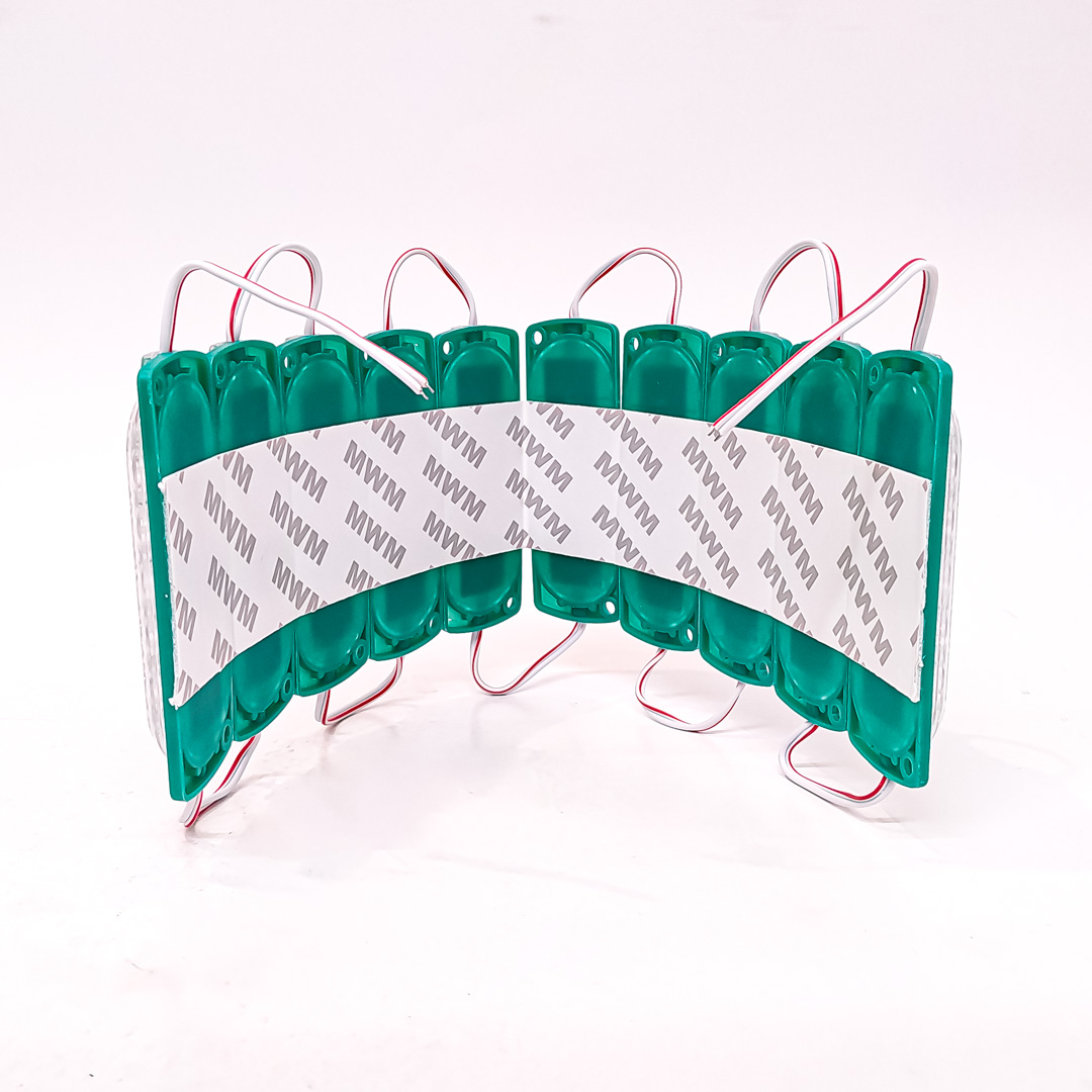 MODULO LED SMD 12 LED SMD AUTOADHESIVO 12V COLOR VERDE 10CM X 3CM CANTIDAD POR CAJA MASTER 1000