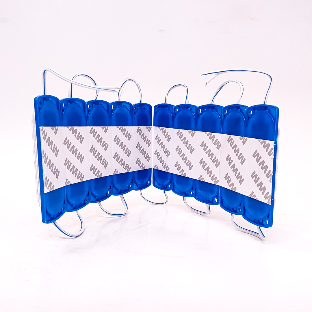 MODULO LED SMD 12 LED SMD AUTOADHESIVO 24V COLOR AZUL 10CM X 3CM CANTIDAD POR CAJA MASTER 3000