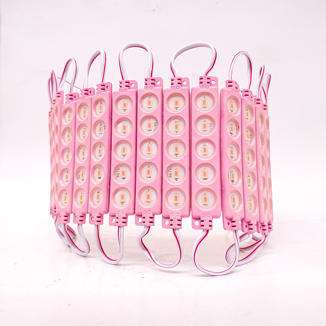 MODULO LED COB 5 LED COB CIRCULAR AUTOADHESIVO 12V COLOR ROSA 7CM X 1,5CM