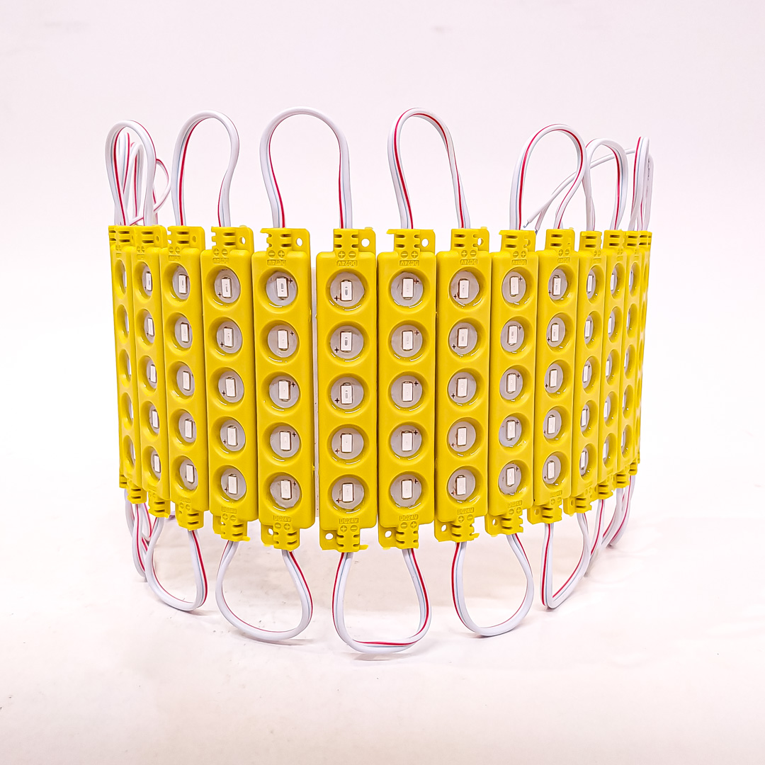 MODULO LED COB 5 LED COB CIRCULAR AUTOADHESIVO 24V COLOR AMBAR 7CM X 1,5CM