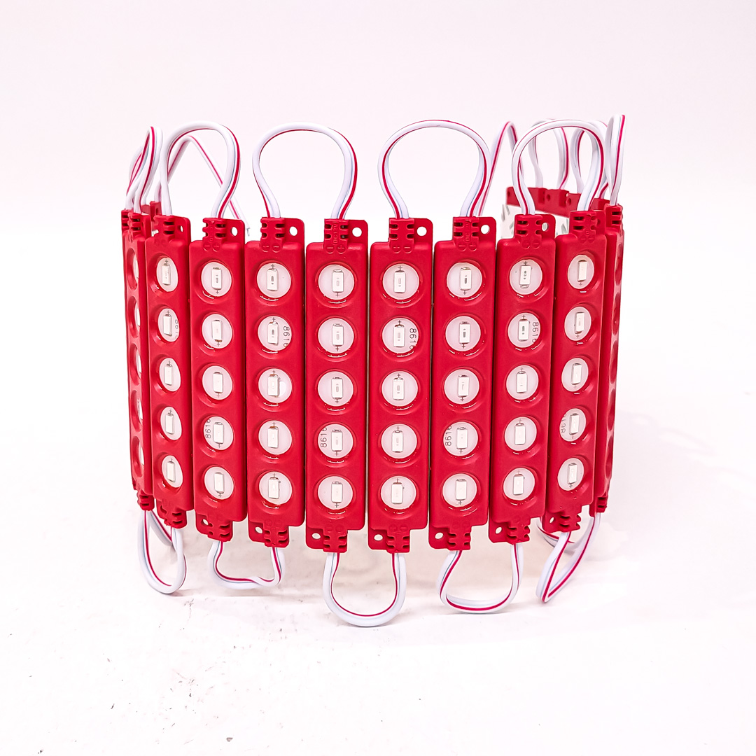 MODULO LED COB 5 LED COB CIRCULAR AUTOADHESIVO 12V COLOR ROJO 7CM X 1,5CM  CANTIDAD POR CAJA MASTER 2000 - 2