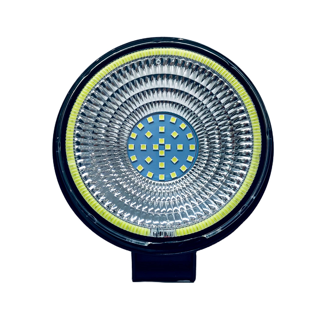OFF ROAD FARO DE LED UNIVERSAL FARO DE LED CIRULAR - 28 LED SMD 3030 84W BLANCO CON OJO DE ANGEL BLANCO 10.8X2X11CM 12V A 36V - 3