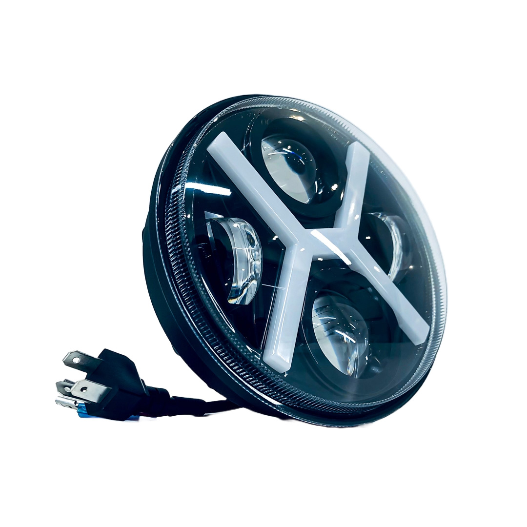 OFF ROAD FARO DE LED UNIVERSAL REDONDO 5.75" AUTO - CAMION - MOTO USO IDEAL  MOTO HARLEY DAVIDSON - ROYAL ENFIELD CON FUNCION ALTA Y BAJA + DRL BLANCO Y AMBAR  - HAZ DE LUZ SPOT - 40 WATTS - 12V A 36V - 3