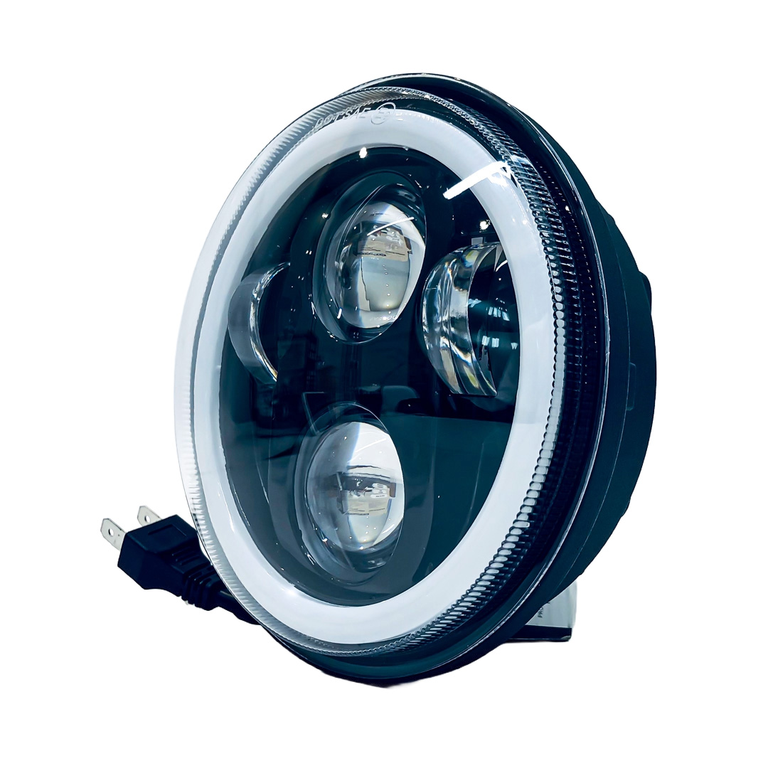 OFF ROAD FARO DE LED UNIVERSAL REDONDO 5.75" AUTO - CAMION - MOTO USO IDEAL  MOTO HARLEY DAVIDSON - ROYAL ENFIELD CON FUNCION ALTA Y BAJA + DRL BLANCO Y AMBAR - HAZ DE LUZ SPOT - 40 WATTS - 12V A 36V - 3
