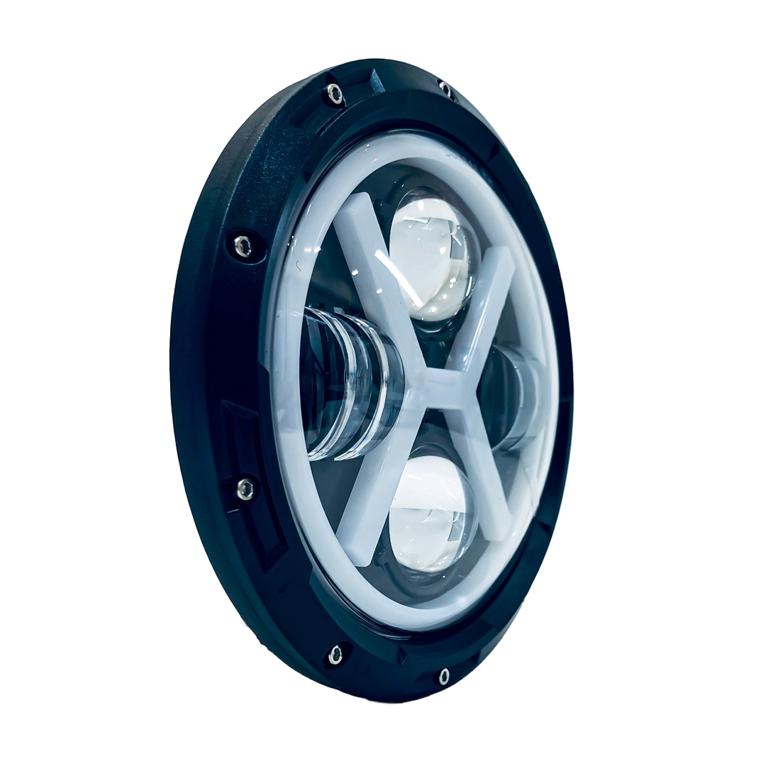OFF ROAD FARO DE LED UNIVERSAL REDONDO 7" AUTO - CAMION - MOTO USO IDEAL  MOTO HARLEY DAVIDSON - ROYAL ENFIELD CON FUNCION ALTA Y BAJA + DRL BLANCO Y AMBAR  - HAZ DE LUZ SPOT - 40 WATTS - 12V A 36V - 3