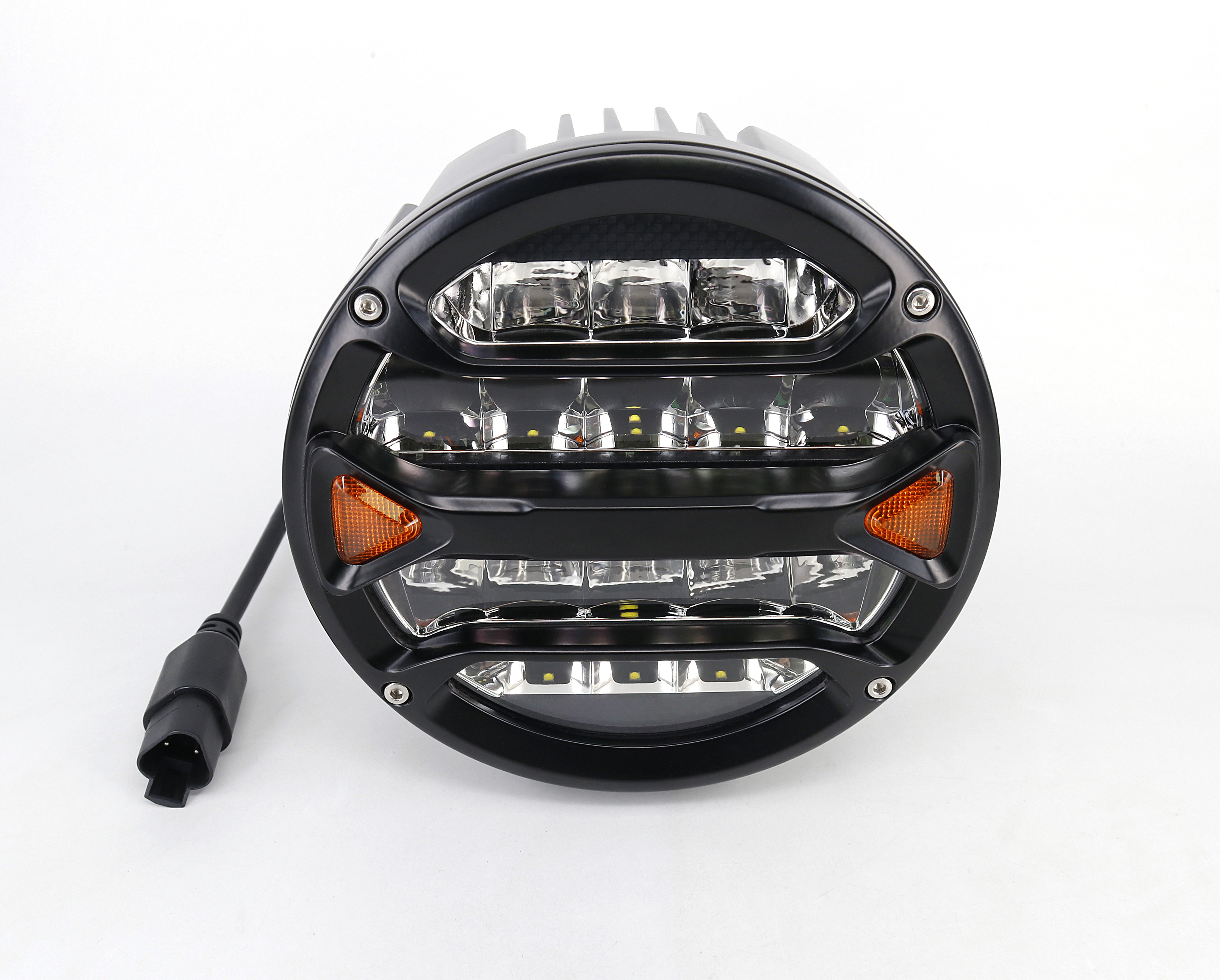 OFF ROAD FARO DE LED UNIVERSAL REDONDO 7" BLANCO CON GIROS AMBAR 90 WATTS - 18 CHIP LED OSRAM OSLON - 12V/24V - 2