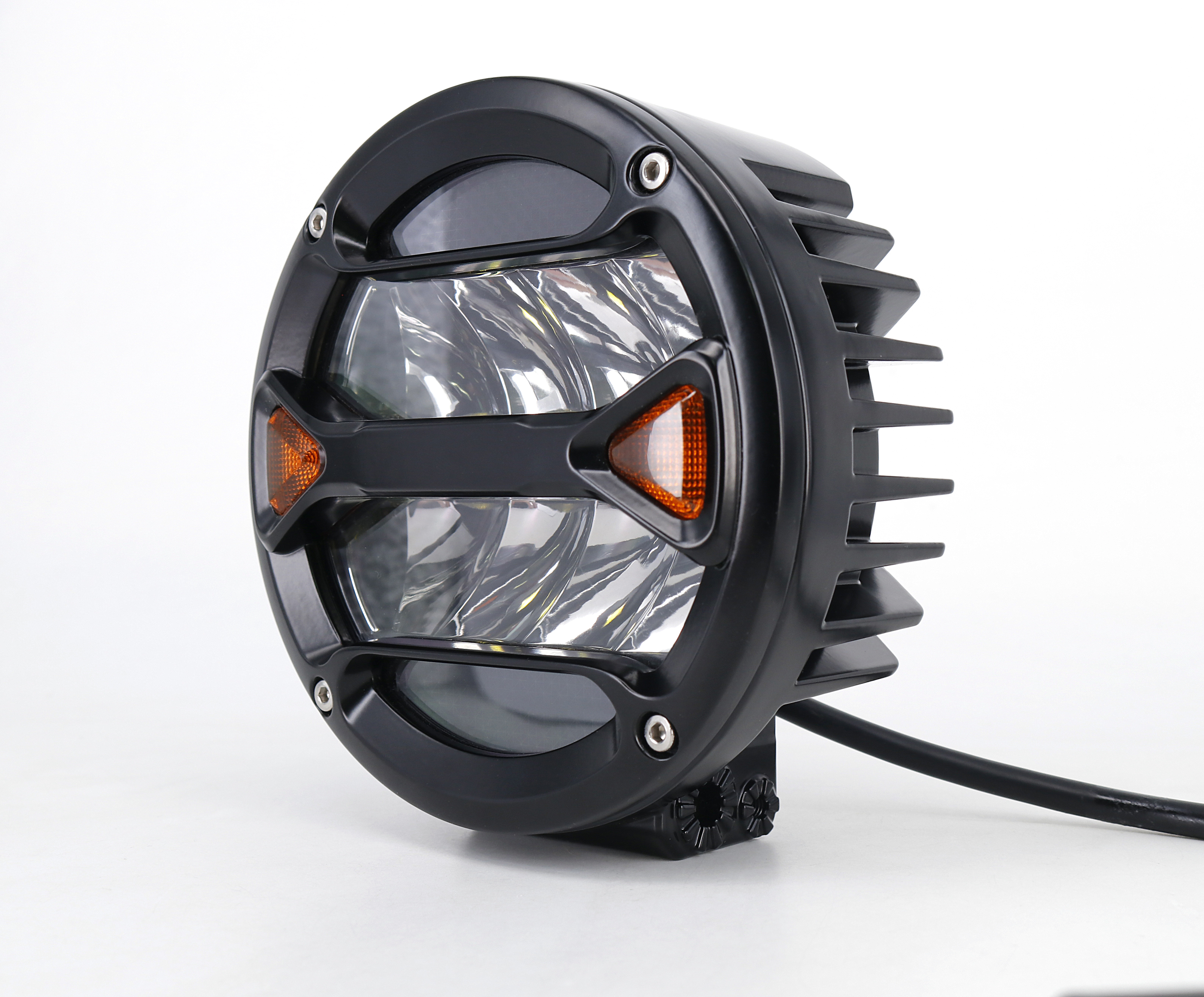 OFF ROAD FARO DE LED UNIVERSAL REDONDO 5.5" BLANCO CON GIROS AMBAR 40 WATTS - 8 CHIP LED OSRAM OSLON - 12V/24V - 2
