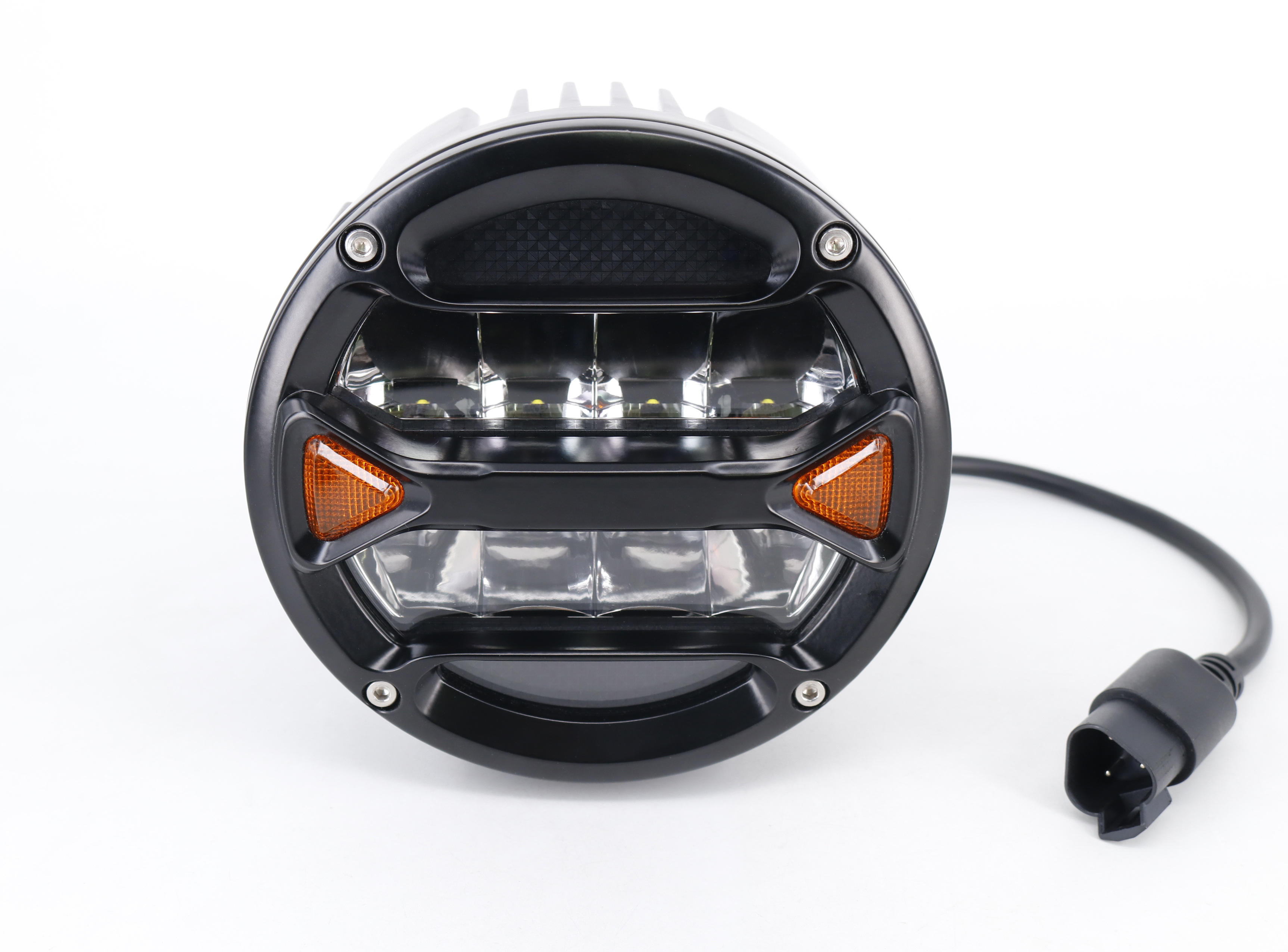 OFF ROAD FARO DE LED UNIVERSAL REDONDO 5.5" BLANCO CON GIROS AMBAR 40 WATTS - 8 CHIP LED OSRAM OSLON - 12V/24V - 4