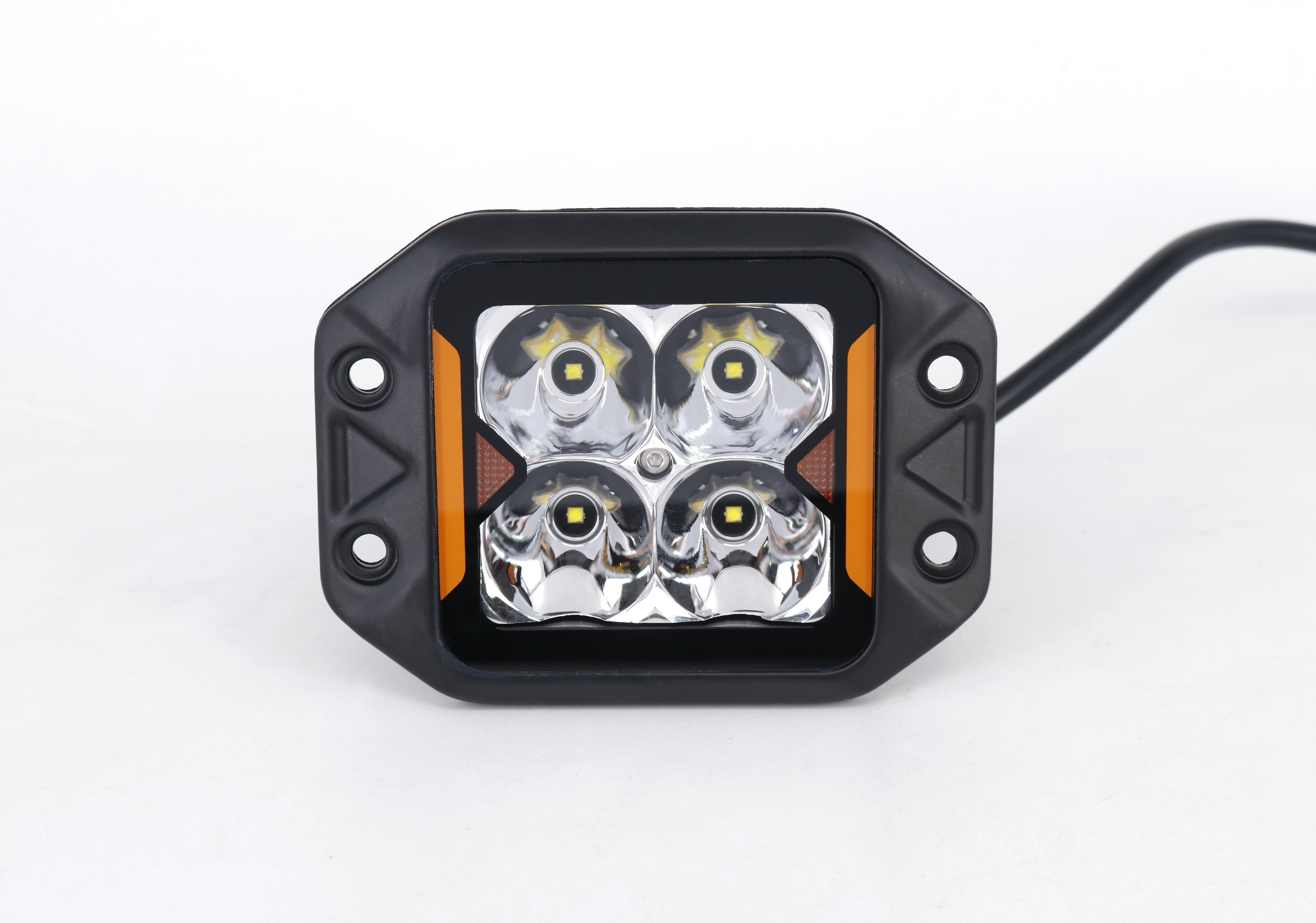 OFF ROAD FARO DE LED UNIVERSAL CUADRADO PARA EMBUTIR 3'' COLOR BLANCO CON GIROS AMBAR - 20 WATTS - 4 CHIP OSRAM P8 - 12V/24V
