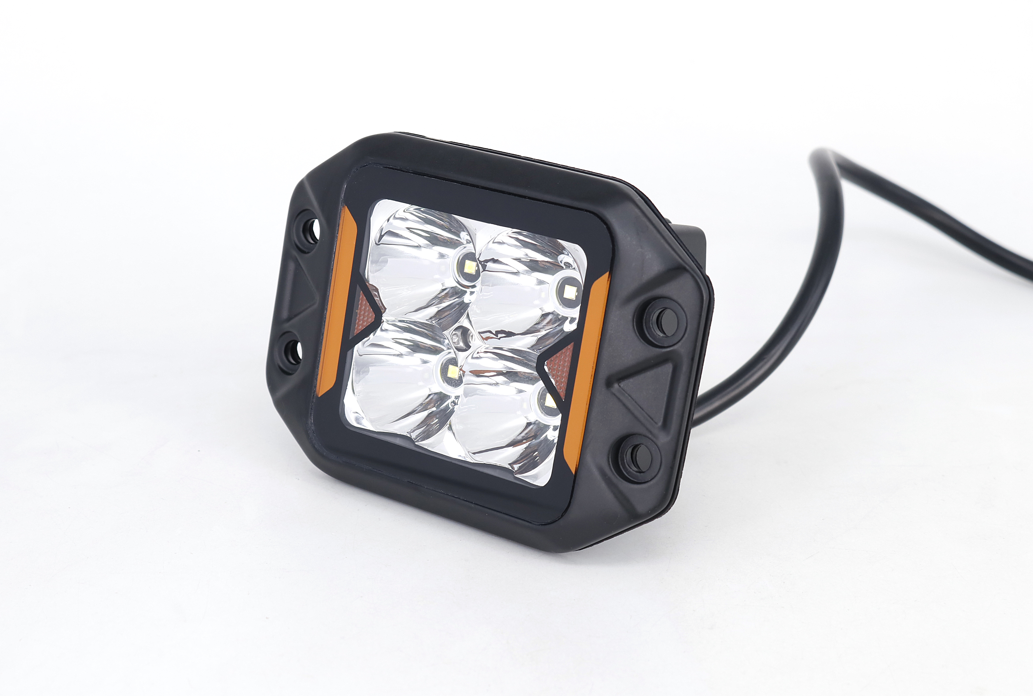 OFF ROAD FARO DE LED UNIVERSAL CUADRADO PARA EMBUTIR 3'' COLOR BLANCO CON GIROS AMBAR - 20 WATTS - 4 CHIP OSRAM P8 - 12V/24V - 5