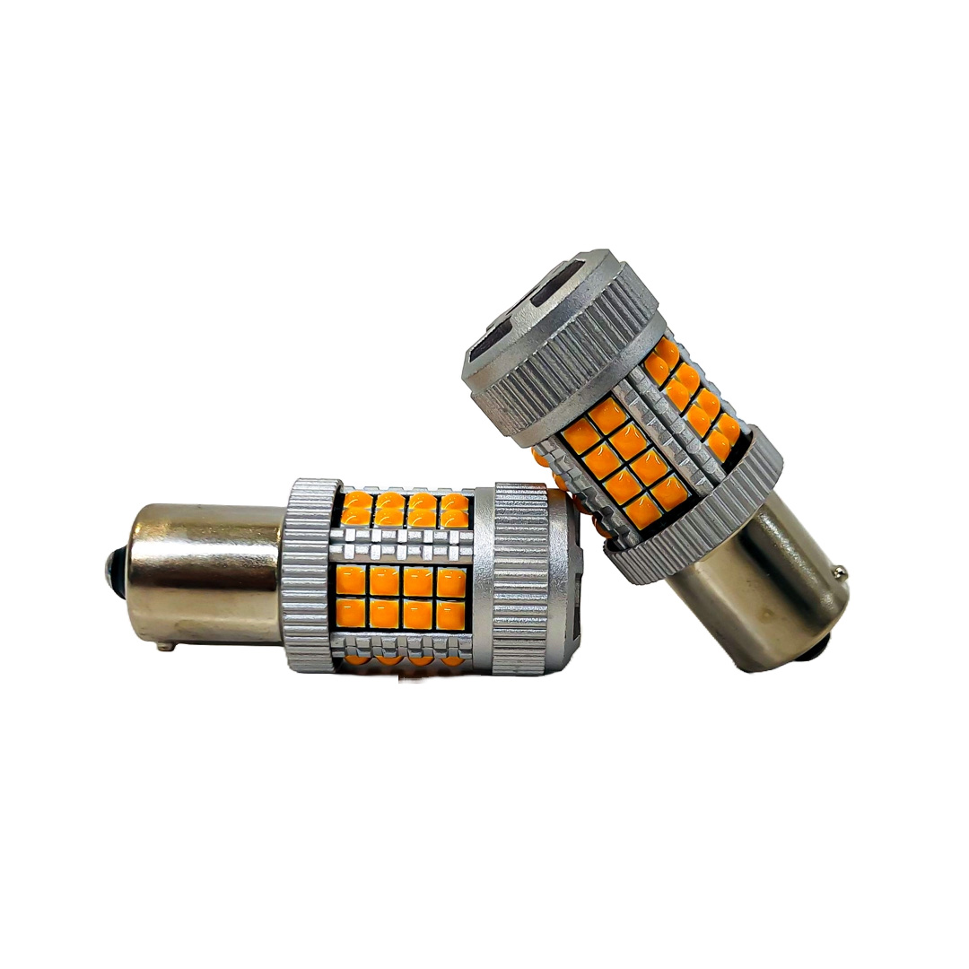 LED SENALIZACION CREE 1156 / 1141 PY21W COLOR AMBAR PATA EN V - 24 WATTS SUPER CANBUS- 40 LED CREE - 12V/24V - 3