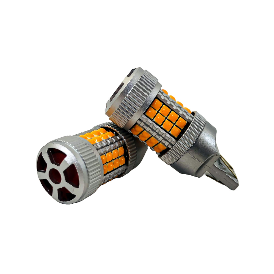 LED SENALIZACION CREE 7443 T20 COLOR AMBAR - 24 WATTS SUPER CANBUS- 40 LED CREE - 12V/24V