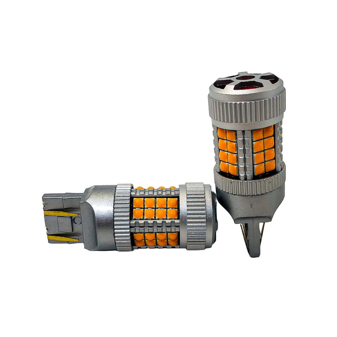 LED SENALIZACION CREE 7443 T20 COLOR AMBAR - 24 WATTS SUPER CANBUS- 40 LED CREE - 12V/24V - 5