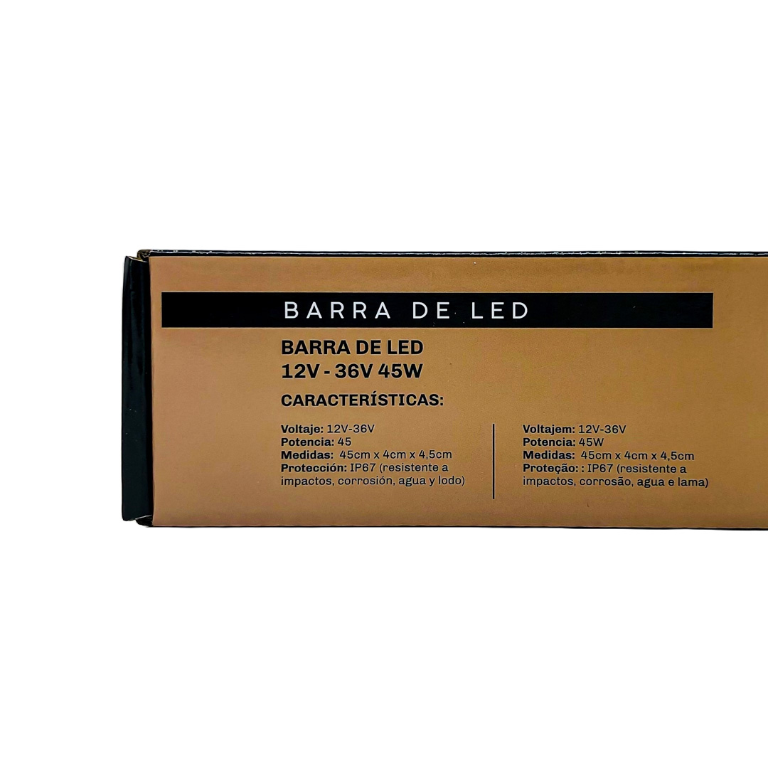 OFF ROAD BARRA LED COB DUAL 12-36V BLANCA Y AMBAR 3 BLOQUES COB 45W FLASH 10 FUNCIONES 450X40X45MM  INCLUYE TOMA A 12V CON INTERRUPTOR ON / OFF Y MANEJO DE FUNCIONES DESTELLANTES - 2