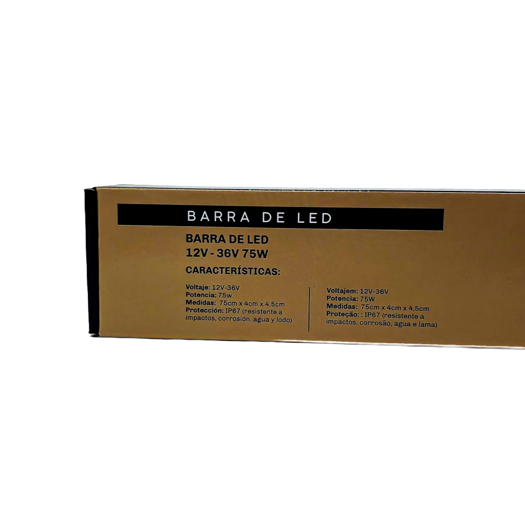 OFF ROAD BARRA LED COB DUAL 12-36V BLANCA Y AMBAR 5 BLOQUES COB 75W FLASH 10 FUNCIONES 750X40X45MM  INCLUYE TOMA A 12V CON INTERRUPTOR ON / OFF Y MANEJO DE FUNCIONES DESTELLANTES - 5