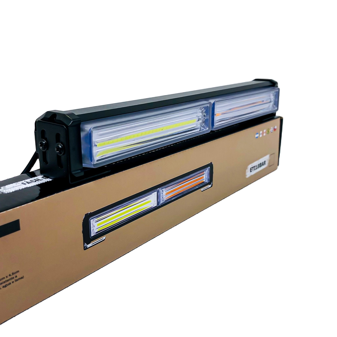 OFF ROAD BARRA LED COB DUAL 12-36V BLANCA Y AMBAR 2 BLOQUES COB 30W FLASH 10 FUNCIONES 300X40X45MM  INCLUYE TOMA A 12V CON INTERRUPTOR ON / OFF Y MANEJO DE FUNCIONES DESTELLANTES - 4