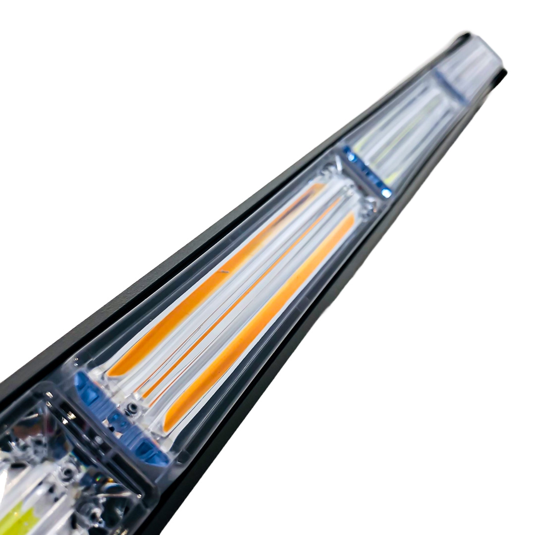 OFF ROAD BARRA LED COB DUAL 12-36V BLANCA Y AMBAR 4 BLOQUES COB 60W FLASH 10 FUNCIONES 600X40X45MM  INCLUYE TOMA A 12V CON INTERRUPTOR ON / OFF Y MANEJO DE FUNCIONES DESTELLANTES - 8