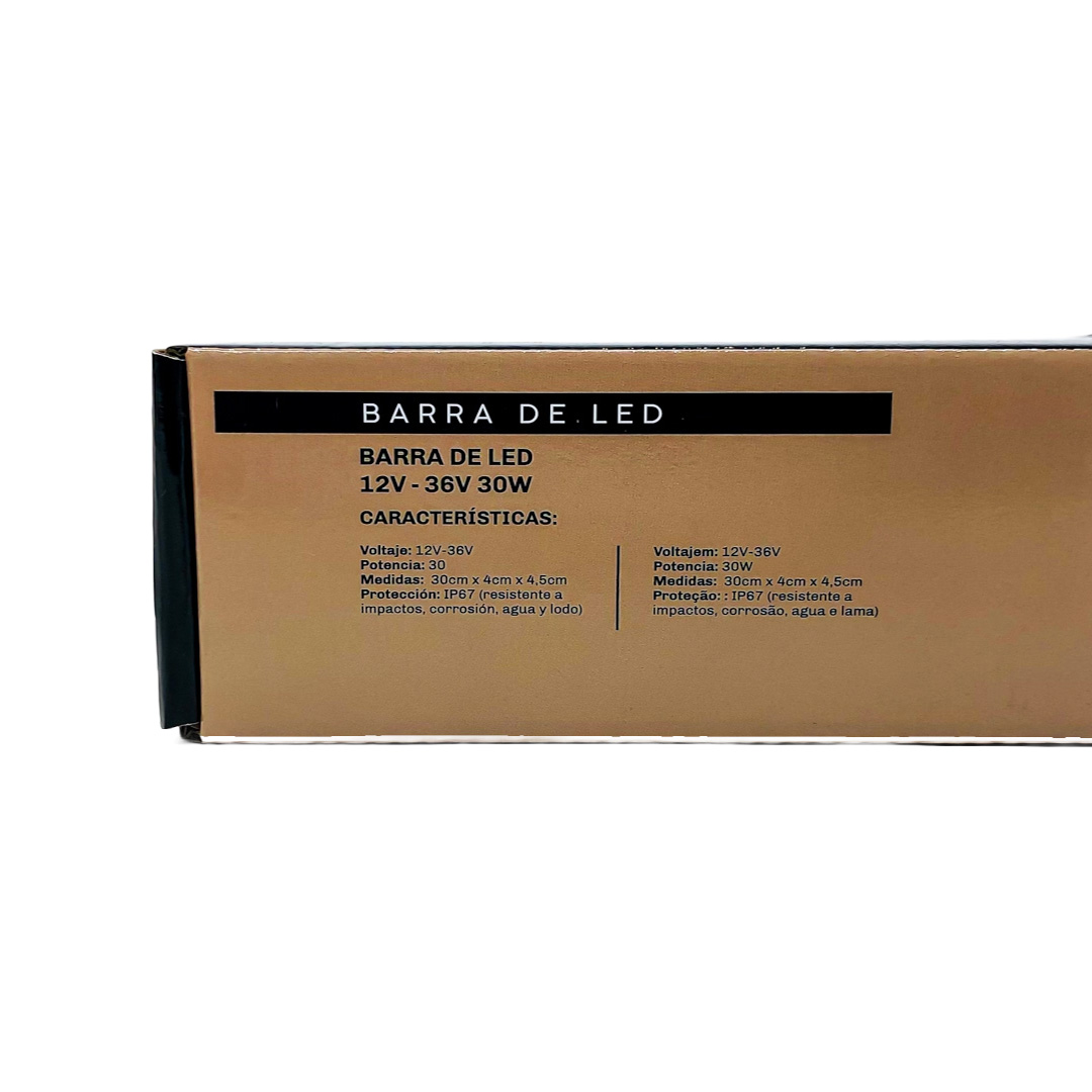 OFF ROAD BARRA LED COB DUAL 12-36V BLANCA Y AMBAR 2 BLOQUES COB 30W FLASH 10 FUNCIONES 300X40X45MM  INCLUYE TOMA A 12V CON INTERRUPTOR ON / OFF Y MANEJO DE FUNCIONES DESTELLANTES - 6