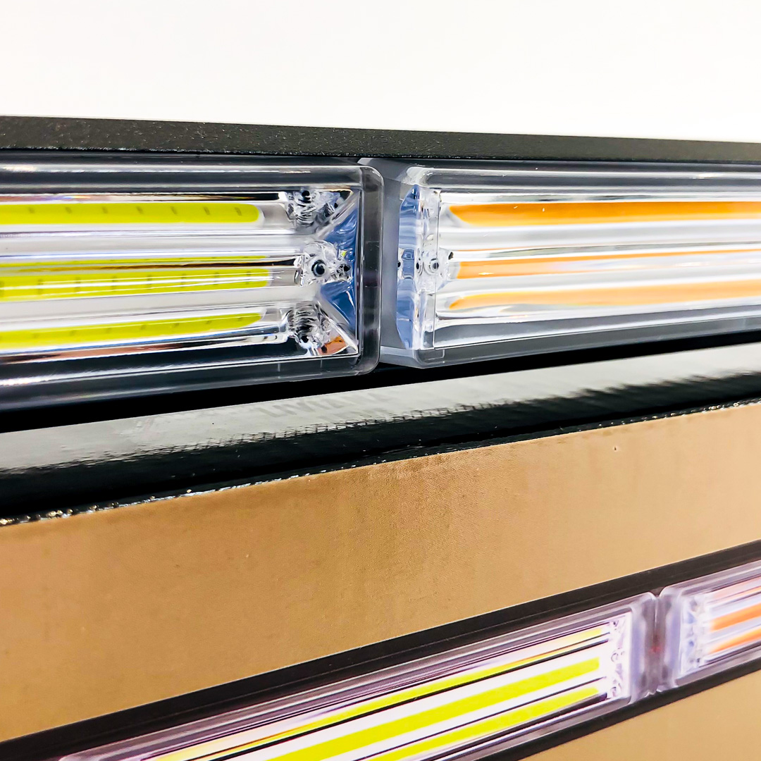 OFF ROAD BARRA LED COB DUAL 12-36V BLANCA Y AMBAR 5 BLOQUES COB 75W FLASH 10 FUNCIONES 750X40X45MM  INCLUYE TOMA A 12V CON INTERRUPTOR ON / OFF Y MANEJO DE FUNCIONES DESTELLANTES - 8