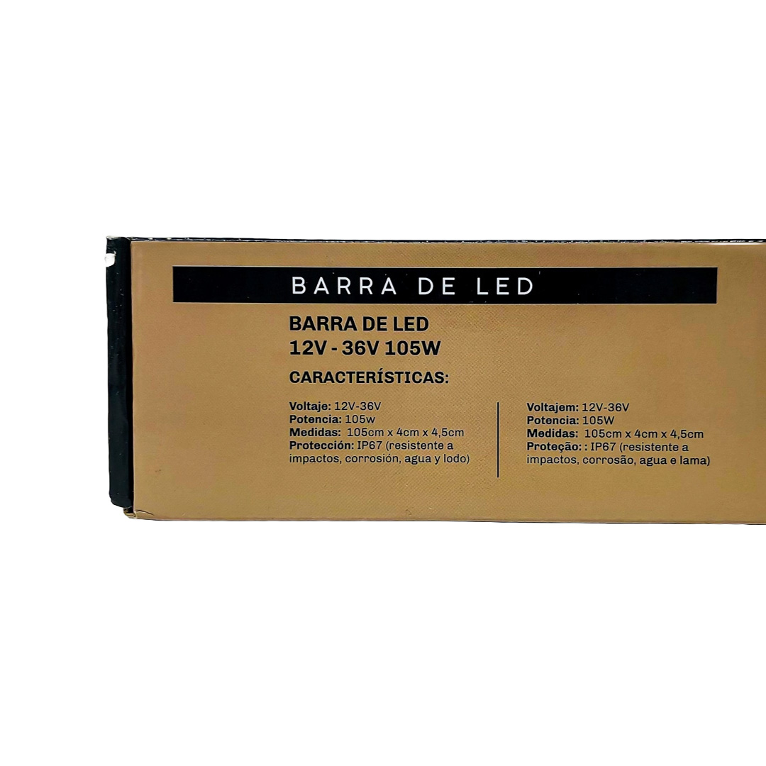 OFF ROAD BARRA LED COB DUAL 12-36V BLANCA Y AMBAR 7 BLOQUES COB 105W FLASH 10 FUNCIONES 1050X40X45MM  INCLUYE TOMA A 12V CON INTERRUPTOR ON / OFF Y MANEJO DE FUNCIONES DESTELLANTES - 5