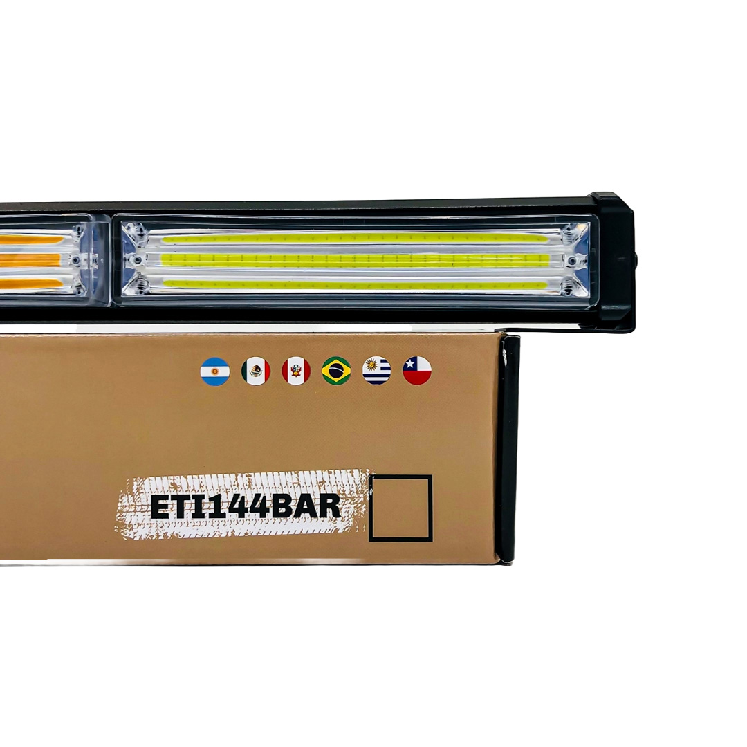 OFF ROAD BARRA LED COB DUAL 12-36V BLANCA Y AMBAR 9 BLOQUES COB 135W FLASH 10 FUNCIONES 1350X40X46MM  INCLUYE TOMA A 12V CON INTERRUPTOR ON / OFF Y MANEJO DE FUNCIONES DESTELLANTES - 8