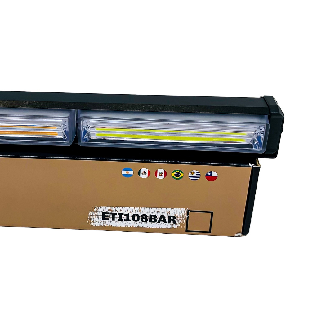 OFF ROAD BARRA LED COB DUAL 12-36V BLANCA Y AMBAR 7 BLOQUES COB 105W FLASH 10 FUNCIONES 1050X40X45MM  INCLUYE TOMA A 12V CON INTERRUPTOR ON / OFF Y MANEJO DE FUNCIONES DESTELLANTES - 7
