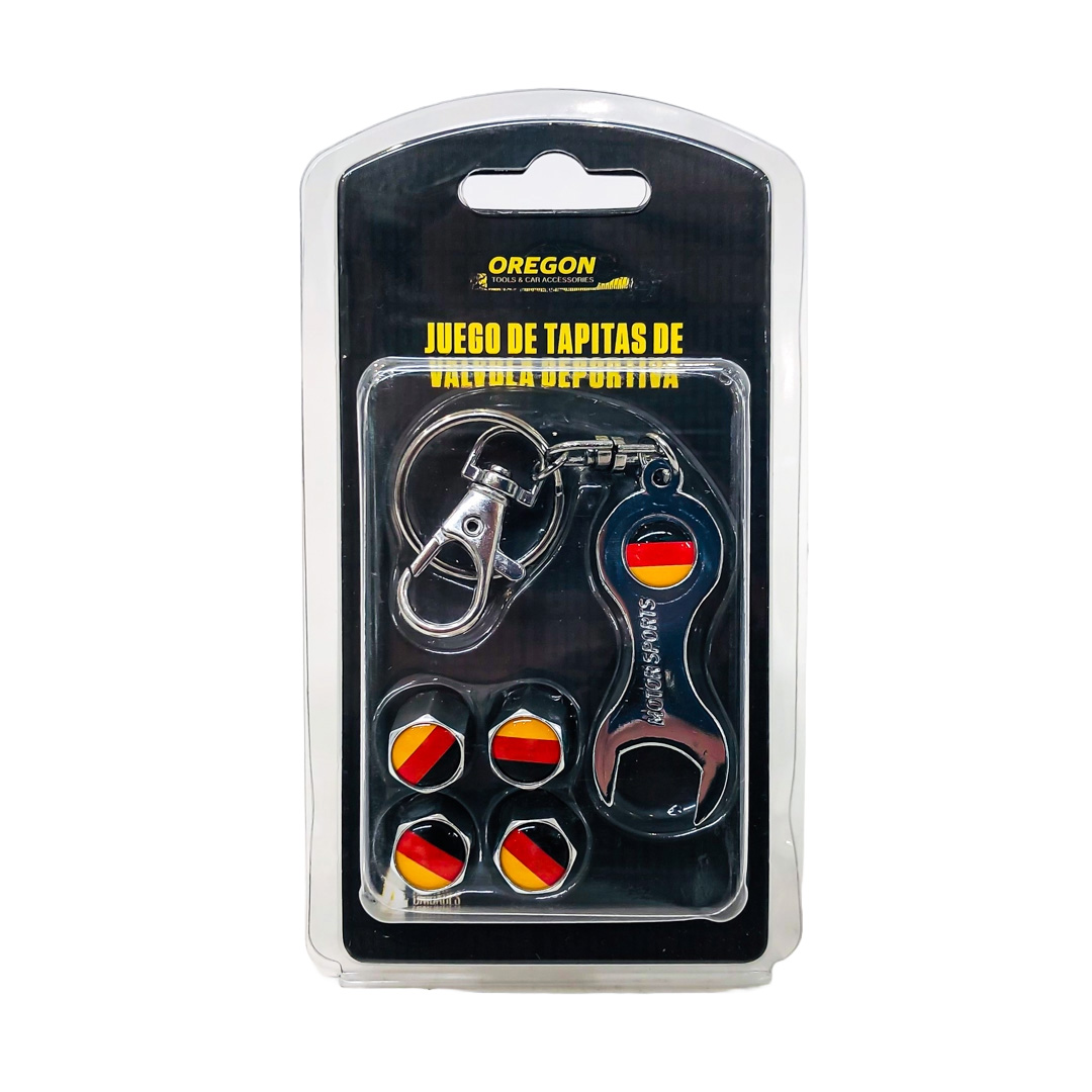 JUEGO DE TAPITAS DE VALVULA DEPORTIVA BANDERA ALEMANIA CROMADA - 2