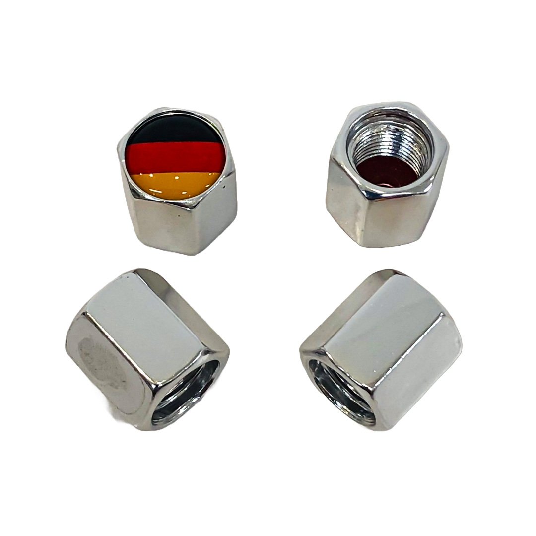 JUEGO DE TAPITAS DE VALVULA DEPORTIVA BANDERA ALEMANIA CROMADA - 5