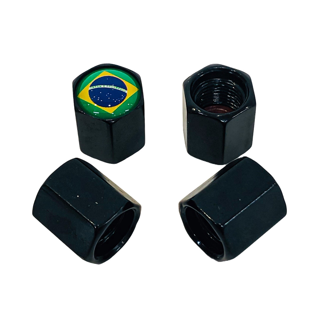 JUEGO DE TAPITAS DE VALVULA DEPORTIVA BANDERA BRAZIL NEGRA - 3