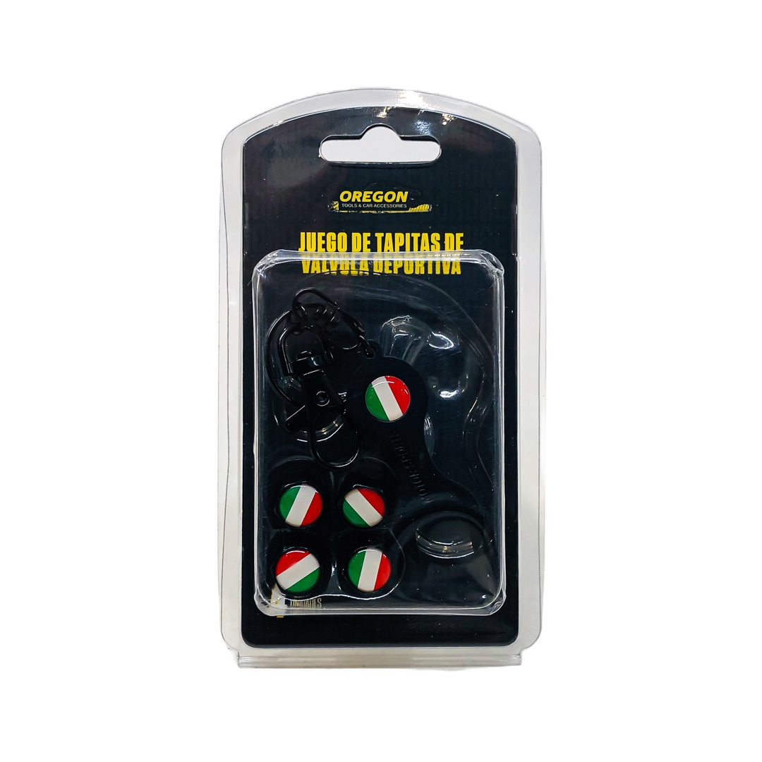 JUEGO DE TAPITAS DE VALVULA DEPORTIVA BANDERA ITALIA NEGRA - 2