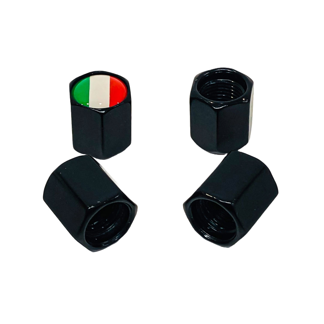 JUEGO DE TAPITAS DE VALVULA DEPORTIVA BANDERA ITALIA NEGRA - 4