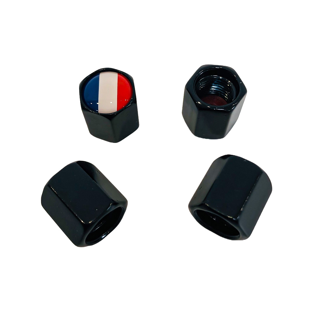 JUEGO DE TAPITAS DE VALVULA DEPORTIVA BANDERA FRANCIA NEGRA - 5