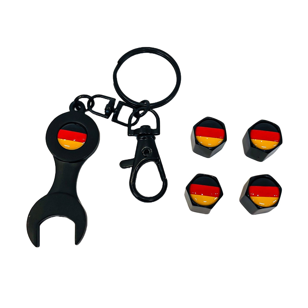 JUEGO DE TAPITAS DE VALVULA DEPORTIVA BANDERA ALEMANIA NEGRA