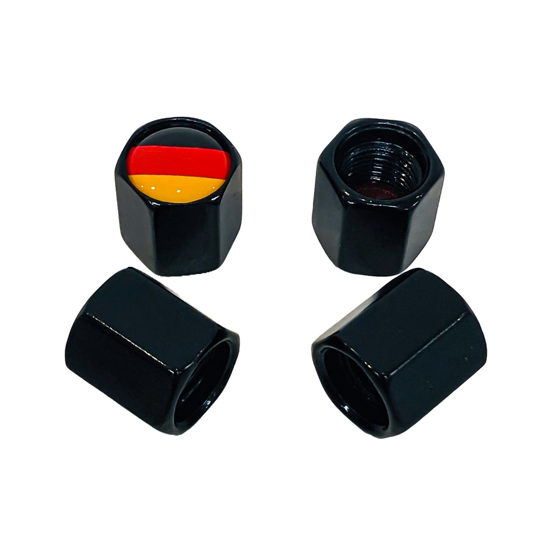 JUEGO DE TAPITAS DE VALVULA DEPORTIVA BANDERA ALEMANIA NEGRA - 3