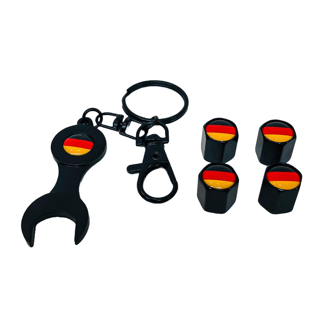 JUEGO DE TAPITAS DE VALVULA DEPORTIVA BANDERA ALEMANIA NEGRA - 5