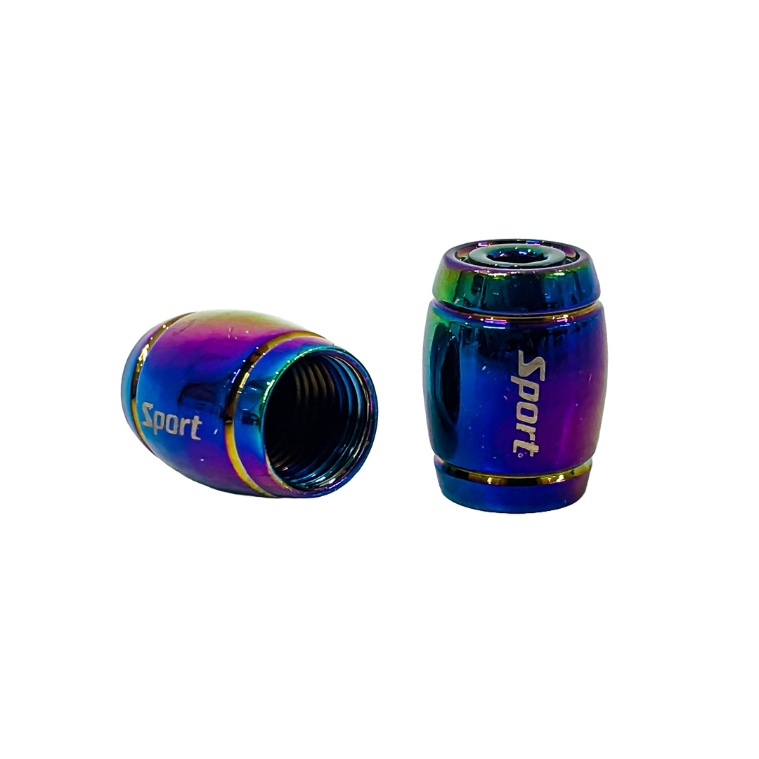 JUEGO DE TAPITAS DE VALVULA DEPORTIVA OVALADA SPORT RGB TORNASOLADA - 2